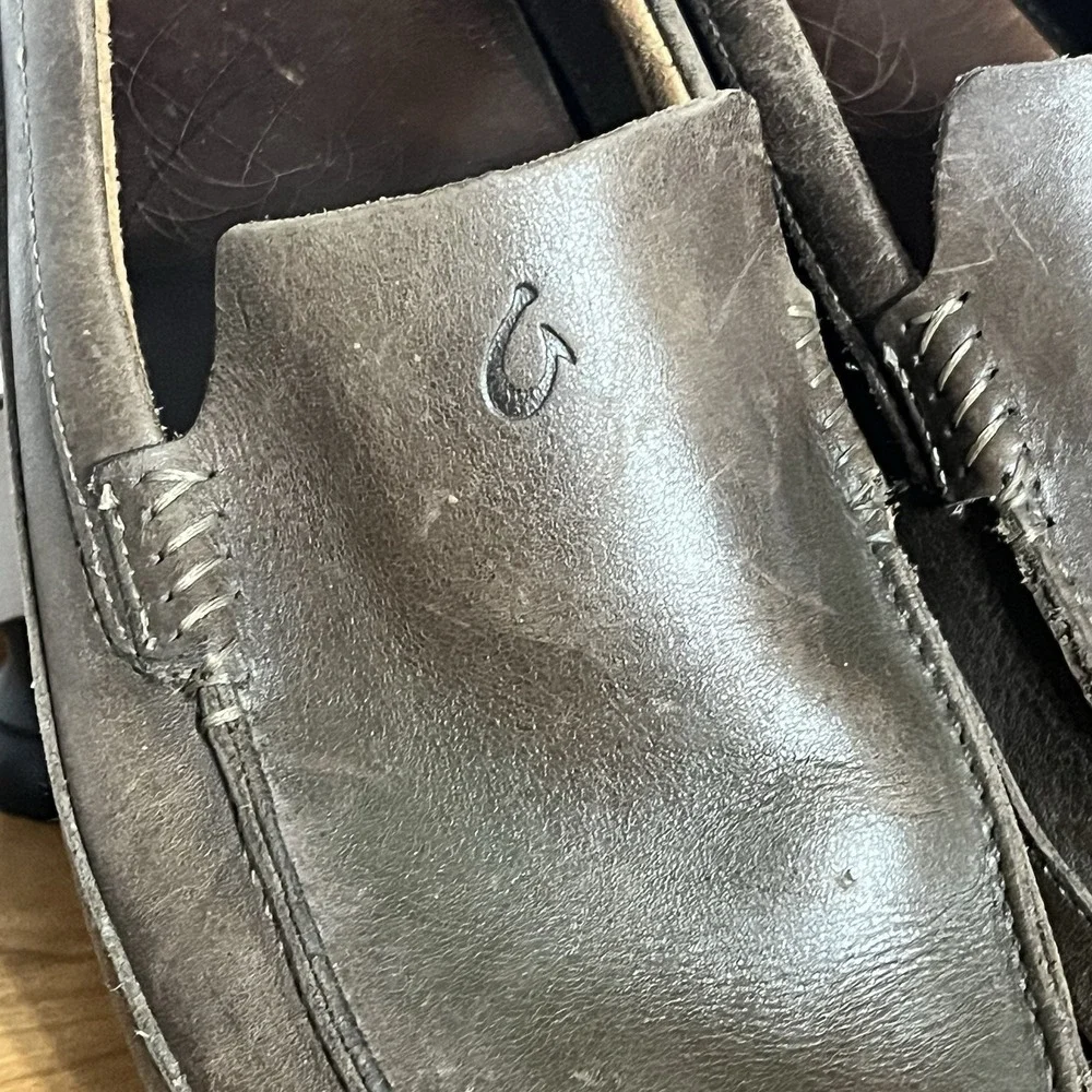 Olukai Kulana Men's Leather Loafers Driving Shoes in Brown Size 8.5 Casual Comfy
